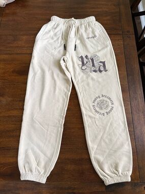 YoungLA Jogger Womens S Beige The Dreamers Drawstring Sweatpants W224